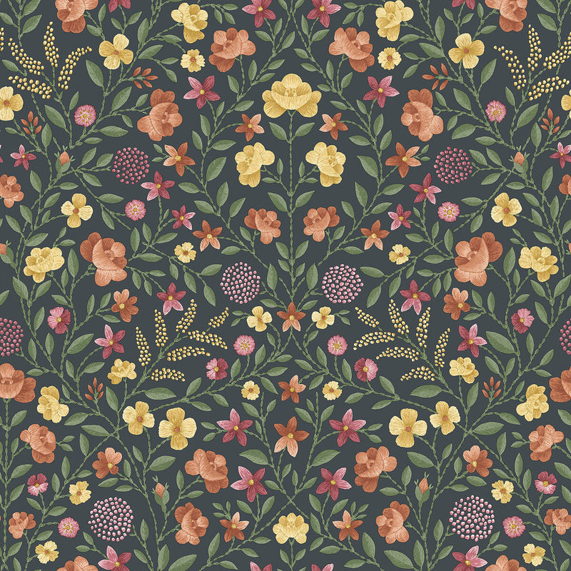 COLE & SON - COURT EMBROIDERY- MARIGOLD - Wallcovering by the Roll MARIGOLD