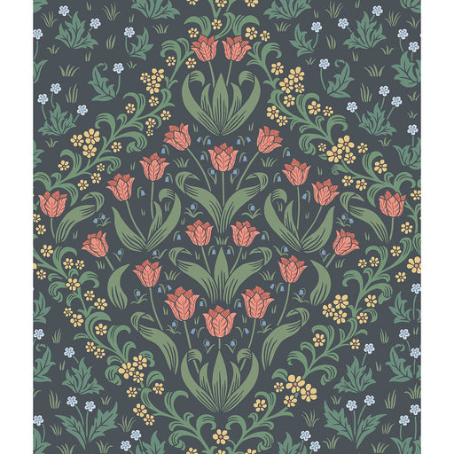 COLE & SON - TUDOR GARDEN- RO&FGRN/CHAR - Wallcovering by the Roll RO&FGRN/CHAR