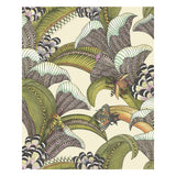 COLE & SON - HOOPOE LEAVES- OLIVE/CHART/FUCHSIA ON CREAM - Wallcovering by the Roll