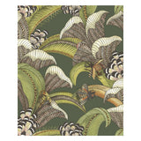 COLE & SON - HOOPOE LEAVES- SPRING GREEN AND CORAL - Wallcovering by the Roll