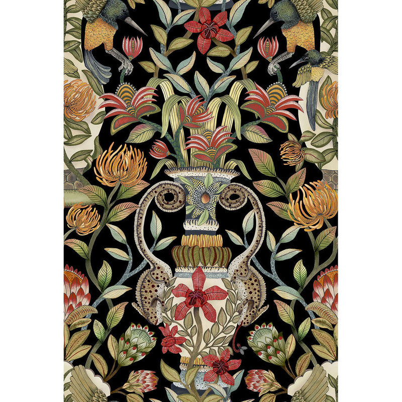 COLE & SON - PROTEA GARDEN- OLV&RG/BLCK - Wallcovering by the Roll OLV&RG/BLCK