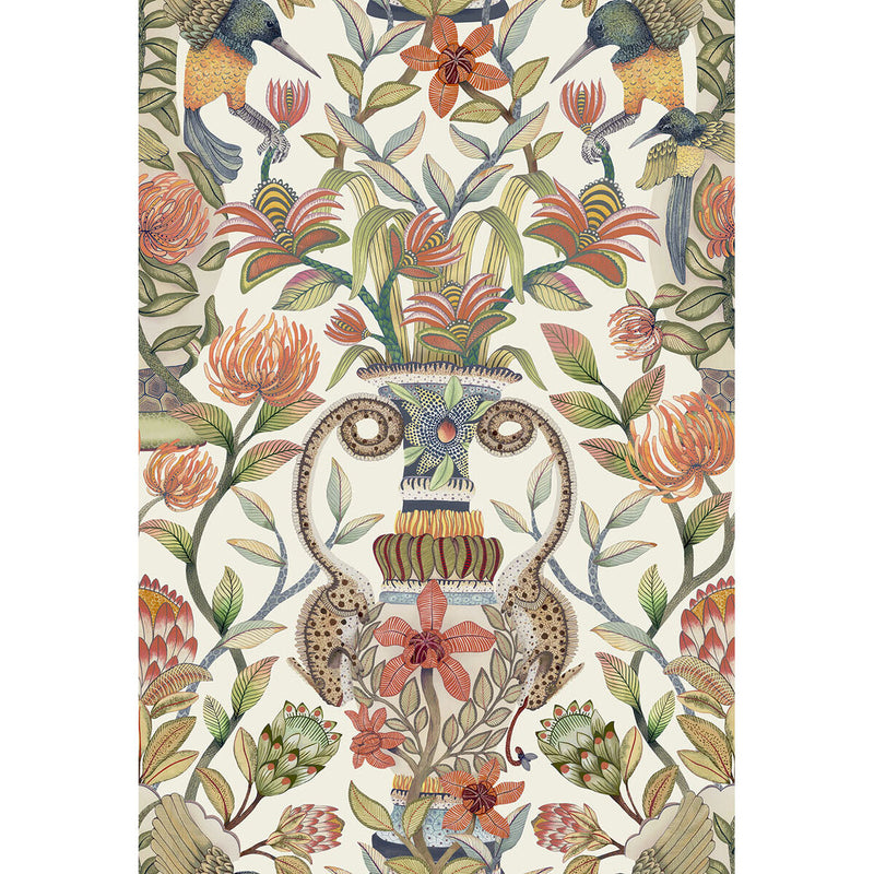 COLE & SON - PROTEA GARDEN SILK- OLVGRN&TNGRN/WHT - Wallcovering by the Roll OLVGRN&TNGRN/WHT