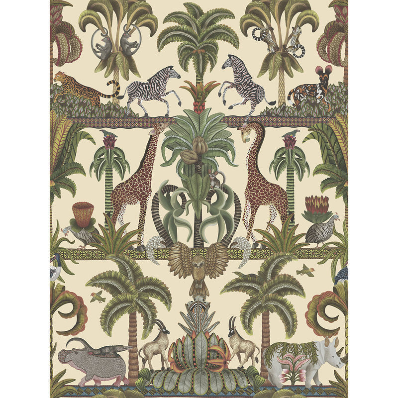 COLE & SON - AFRIKA KINGDOM- OLGREEN & SPGREEN/CREAM - Wallcovering by the Roll OLGREEN & SPGREEN/CREAM