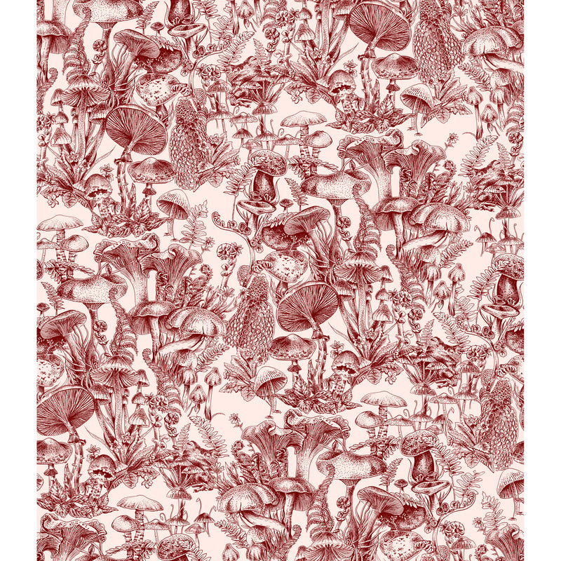 COLE & SON - FUNGI FOREST- BURGUNDY - Wallcovering by the Roll BURGUNDY