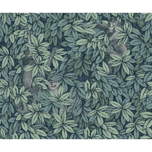 COLE & SON - FOGLIE E SCIMMIE- VIRIDIAN - Wallcovering by the Roll VIRIDIAN