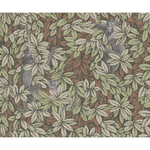 COLE & SON - FOGLIE E SCIMMIE- ORANGE - Wallcovering by the Roll ORANGE