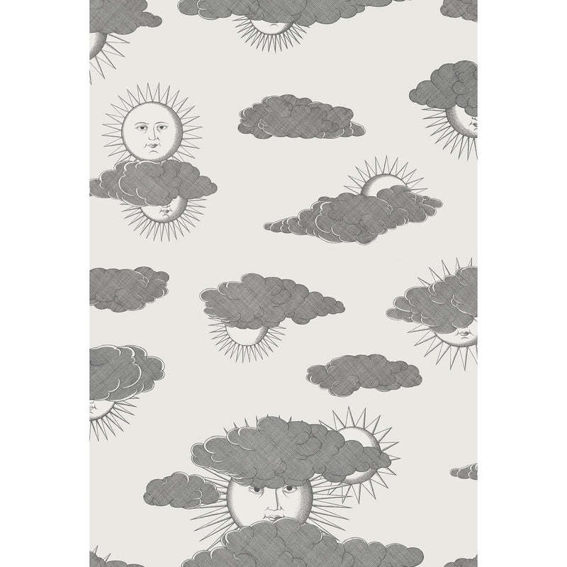 COLE & SON - SOLI E NUVOLE- BLACK WHITE - Wallcovering by the Roll BLACK WHITE