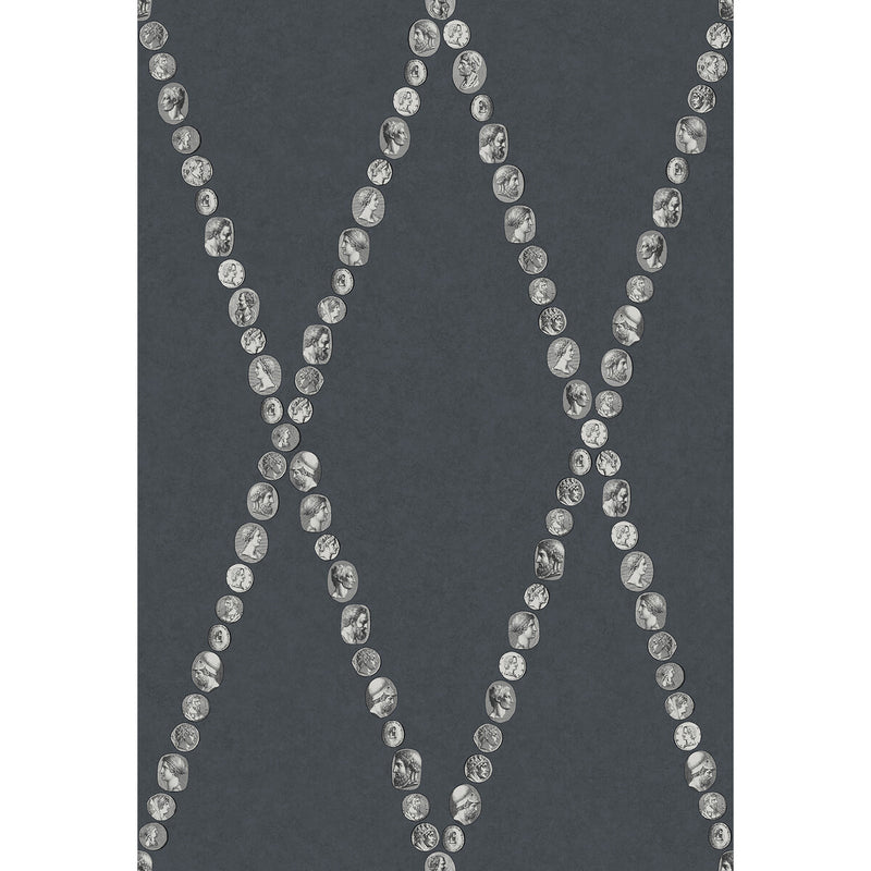 COLE & SON - CAMMEI- SILVER ON INK - Wallcovering by the Roll SILVER ON INK