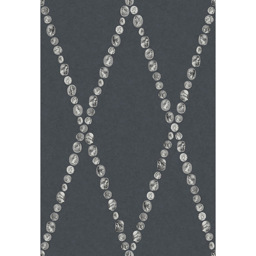 COLE & SON - CAMMEI- SILVER ON INK - Wallcovering by the Roll SILVER ON INK