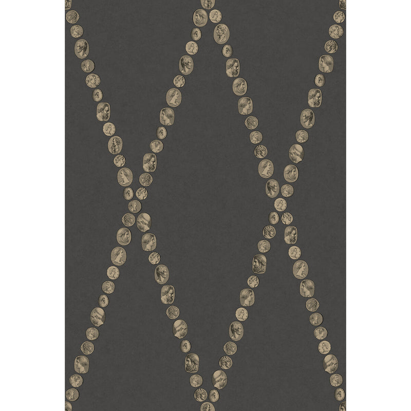 COLE & SON - CAMMEI- GOLD ON CHARCOAL - Wallcovering by the Roll GOLD ON CHARCOAL