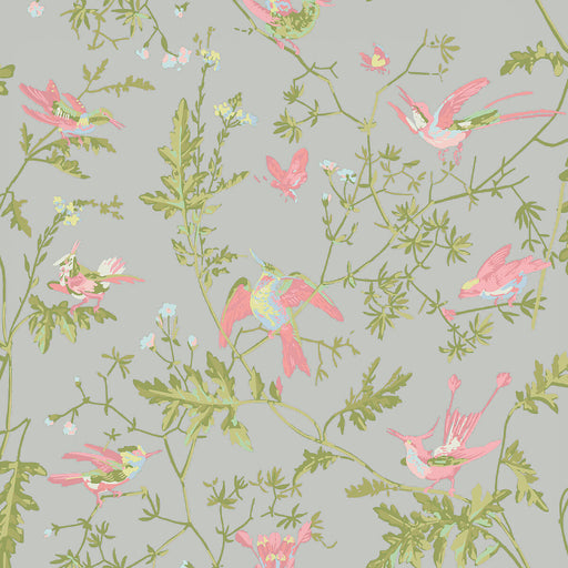 COLE & SON - HUMMINGBIRDS- GREY/PINK - Wallcovering by the Roll GREY/PINK