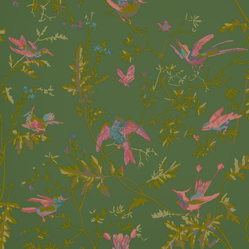COLE & SON - HUMMINGBIRDS- SAGE/PINK - Wallcovering by the Roll SAGE/PINK