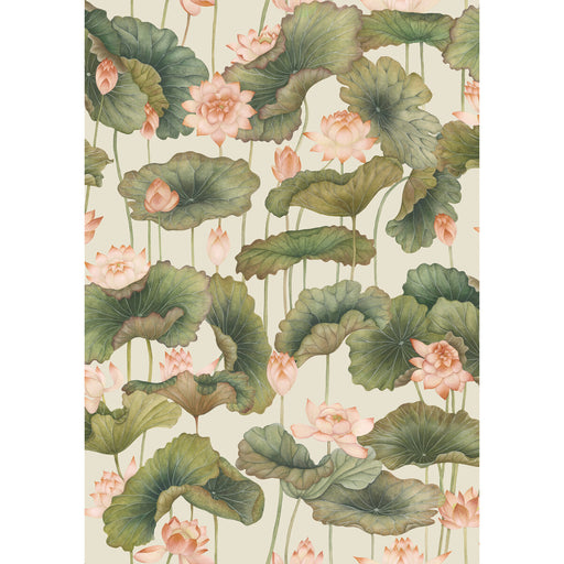 COLE & SON - LILY LOTUS- ORANGE & OLIVE - Wallcovering by the Roll ORANGE & OLIVE