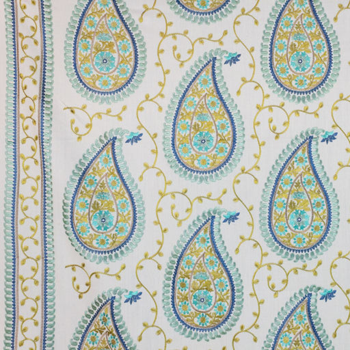 Kadiri Paisley Border - Mineral - RM Coco - Fabric by the Yard