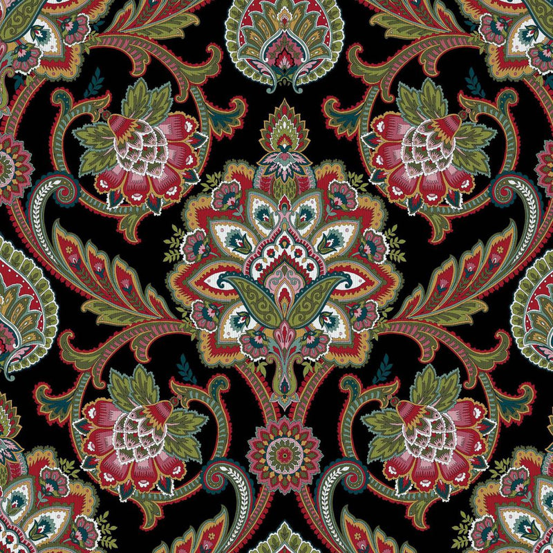 Blickling Garden Damask - Black Jewel - RM Coco - Fabric by the Yard