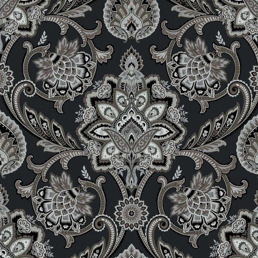 Blickling Garden Damask - Charcoal - RM Coco - Fabric by the Yard