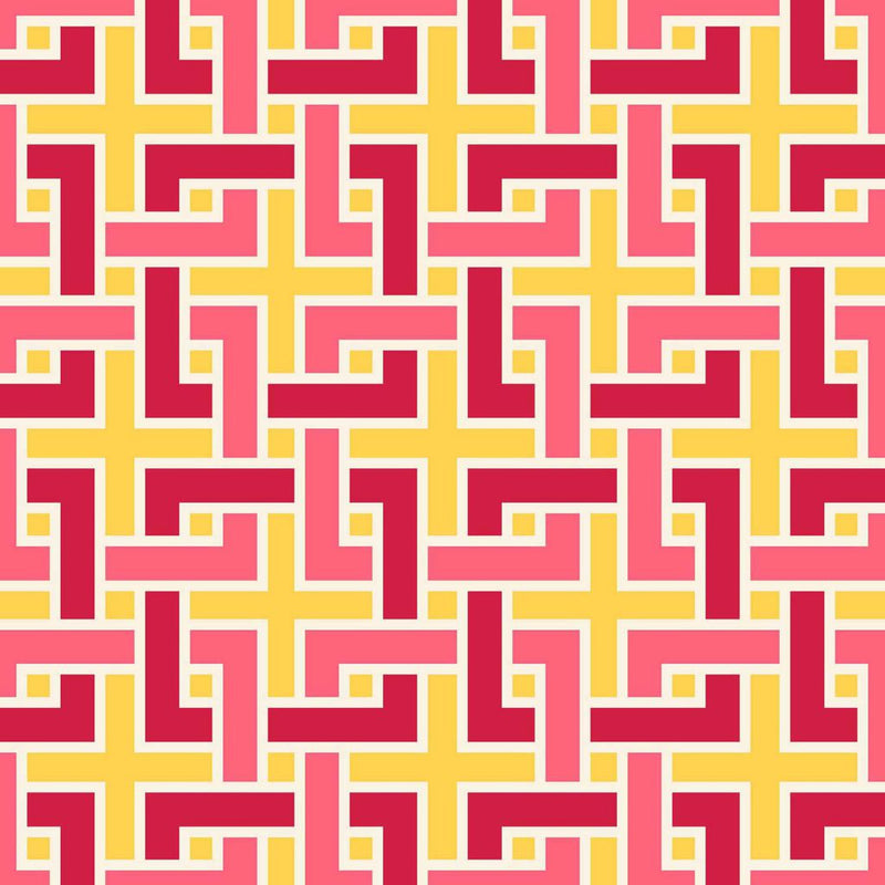 Manchurian Fret - Imperial Yellow - RM Coco - Fabric by the Yard
