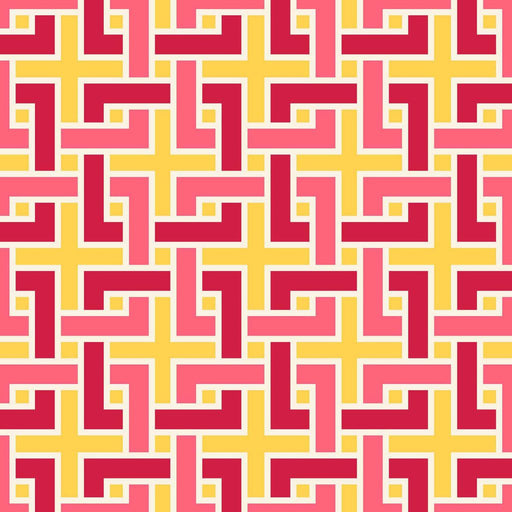 Manchurian Fret - Imperial Yellow - RM Coco - Fabric by the Yard