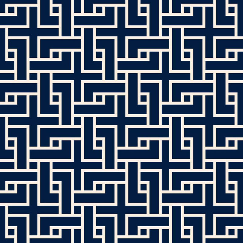 Manchurian Fret - Navy - RM Coco - Fabric by the Yard