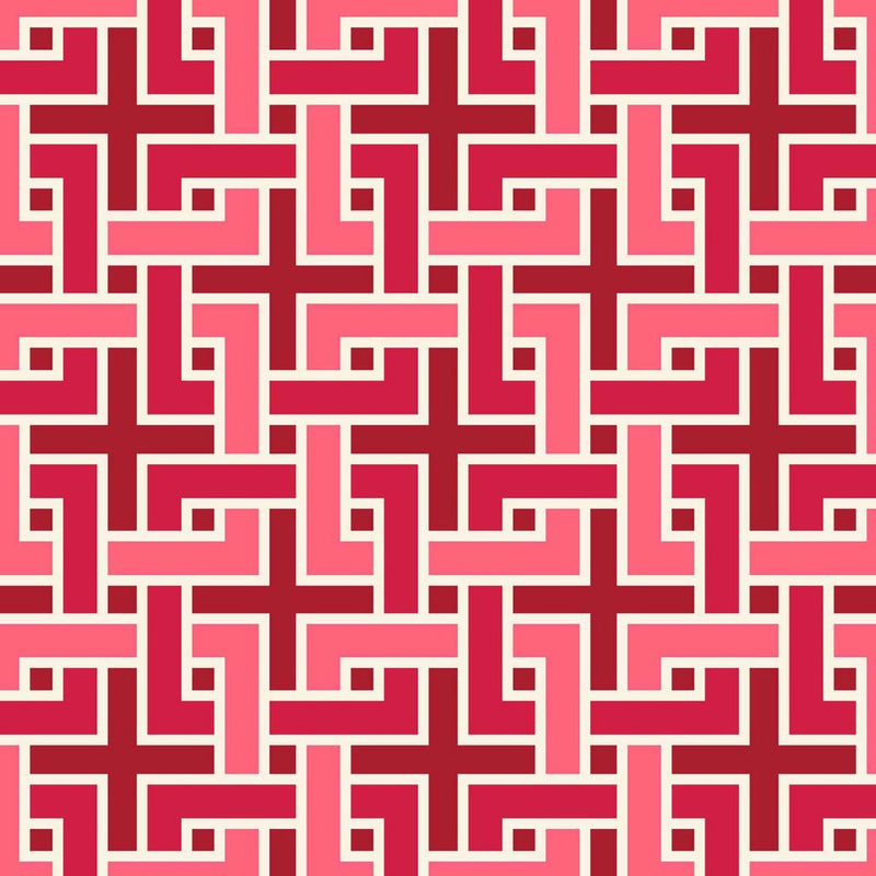 Manchurian Fret - Maraschino - RM Coco - Fabric by the Yard