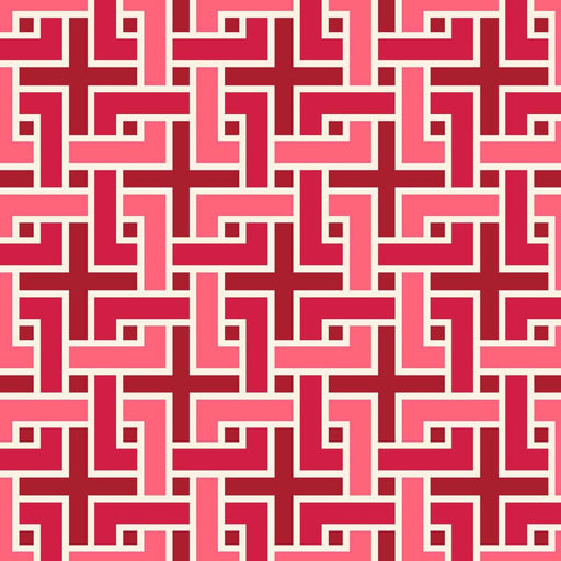 Manchurian Fret - Maraschino - RM Coco - Fabric by the Yard