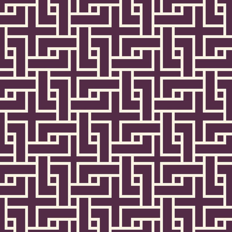 Manchurian Fret - Aubergine - RM Coco - Fabric by the Yard