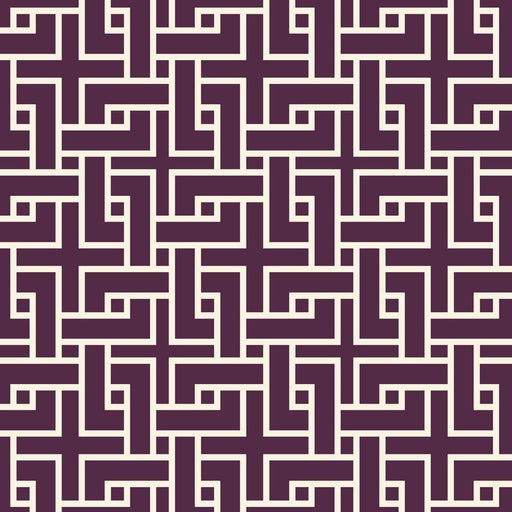Manchurian Fret - Aubergine - RM Coco - Fabric by the Yard