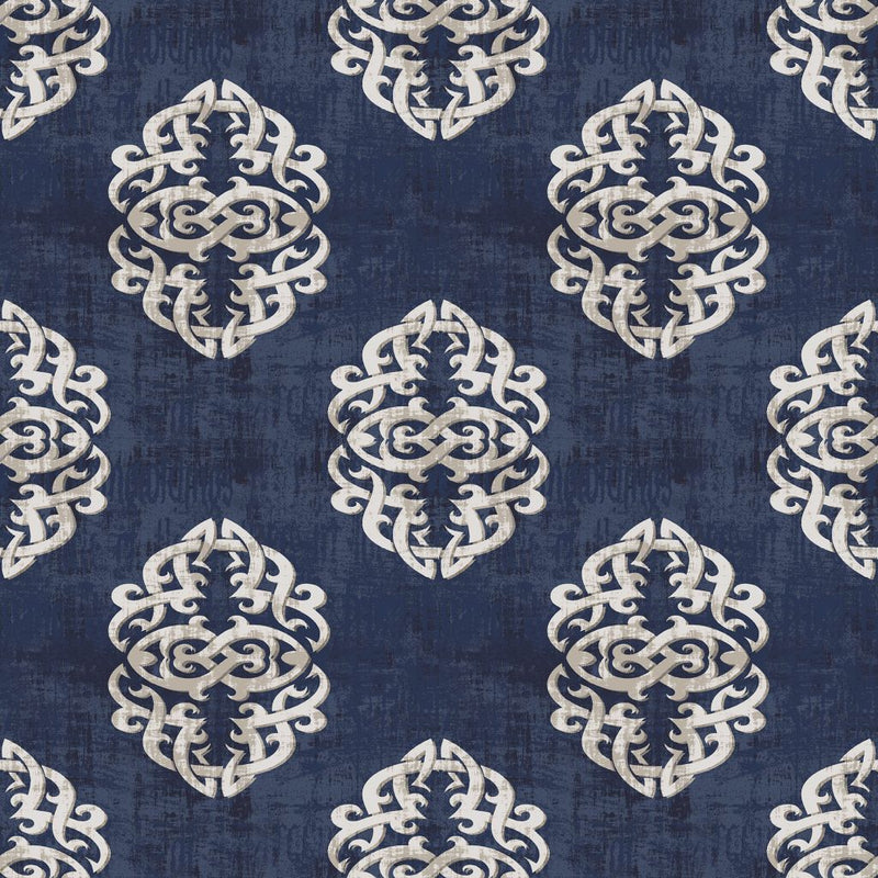 Guinevere Damask - Sapphire - RM Coco - Fabric by the Yard