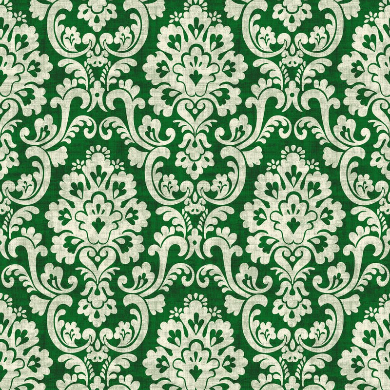 Frescato Damask Reversal - Emerald - RM Coco - Fabric by the Yard