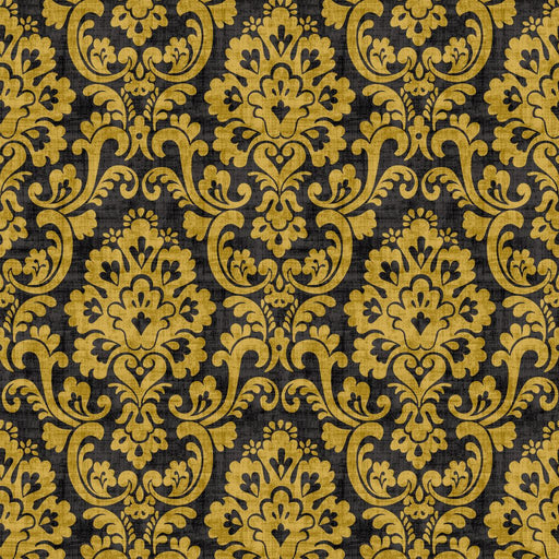 Frescato Damask Reversal - Black Gold - RM Coco - Fabric by the Yard