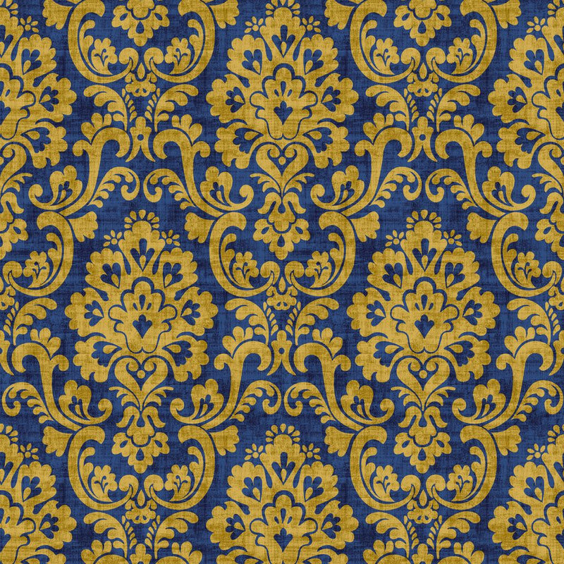 Frescato Damask Reversal - Lazuli - RM Coco - Fabric by the Yard