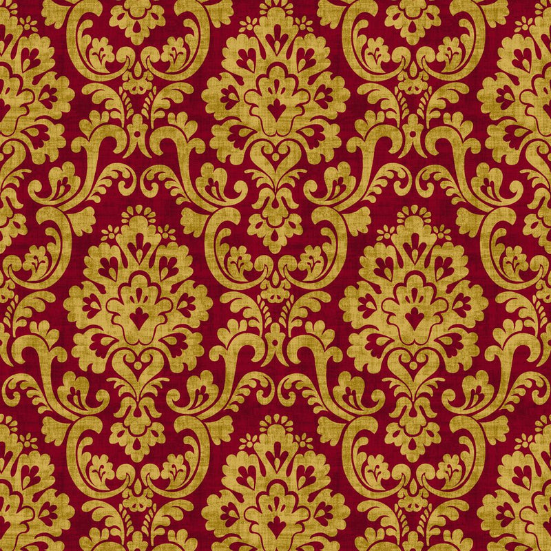Frescato Damask Reversal - Opera Red - RM Coco - Fabric by the Yard
