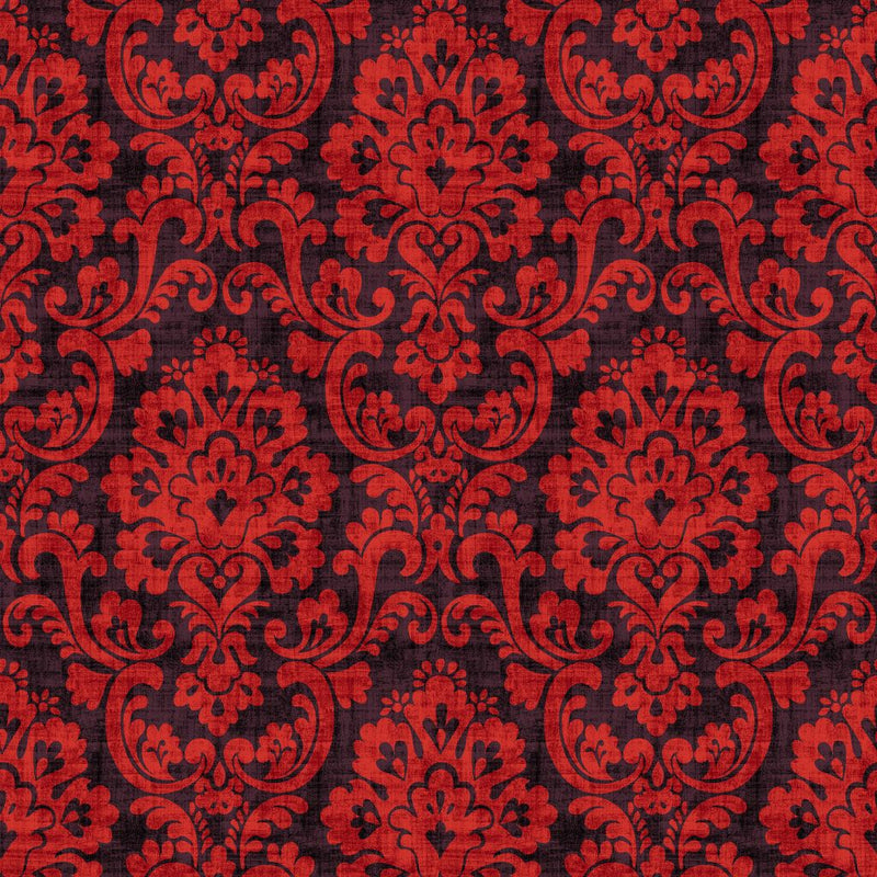 Frescato Damask Reversal - Purple Flame - RM Coco - Fabric by the Yard