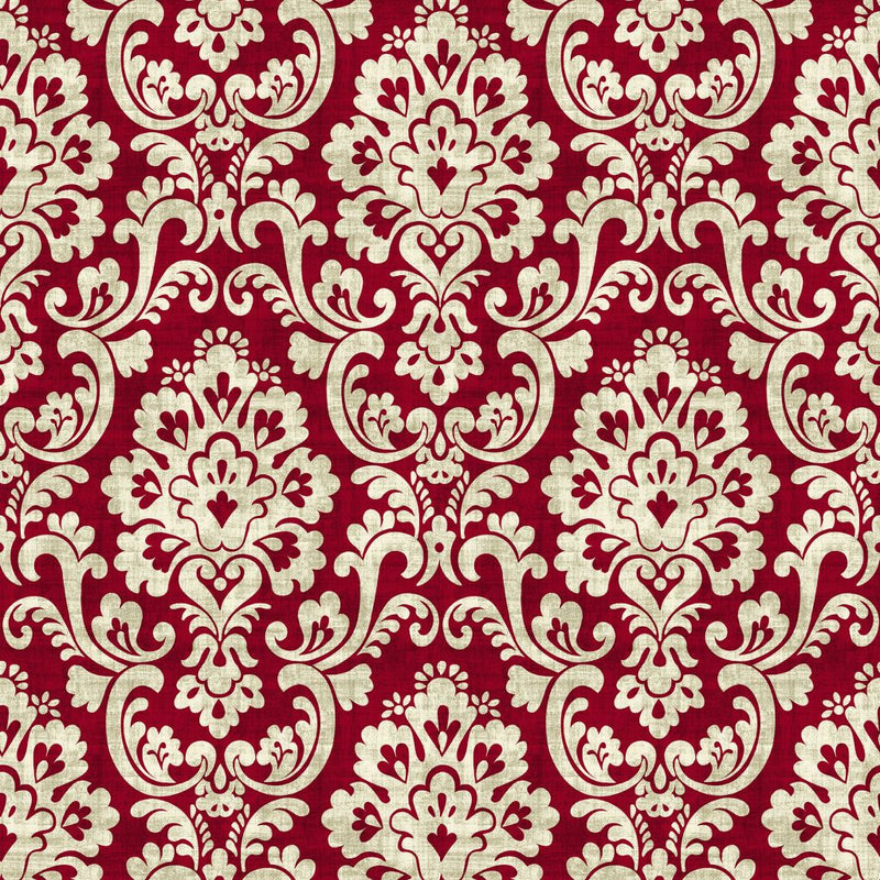 Frescato Damask Reversal - Red Hot - RM Coco - Fabric by the Yard