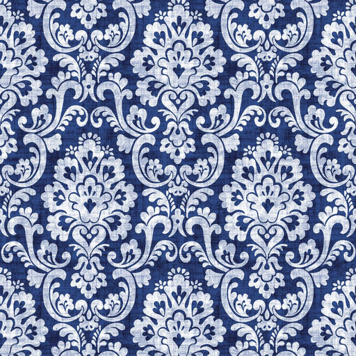 Frescato Damask Reversal - Sapphire - RM Coco - Fabric by the Yard