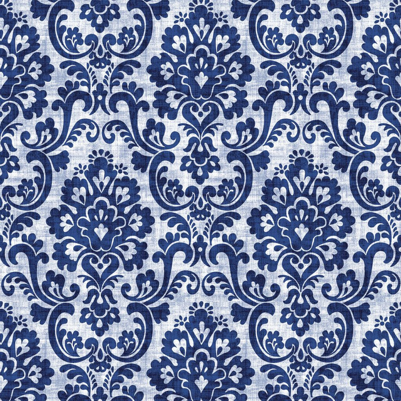 Frescato Damask - Cobalt - RM Coco - Fabric by the Yard