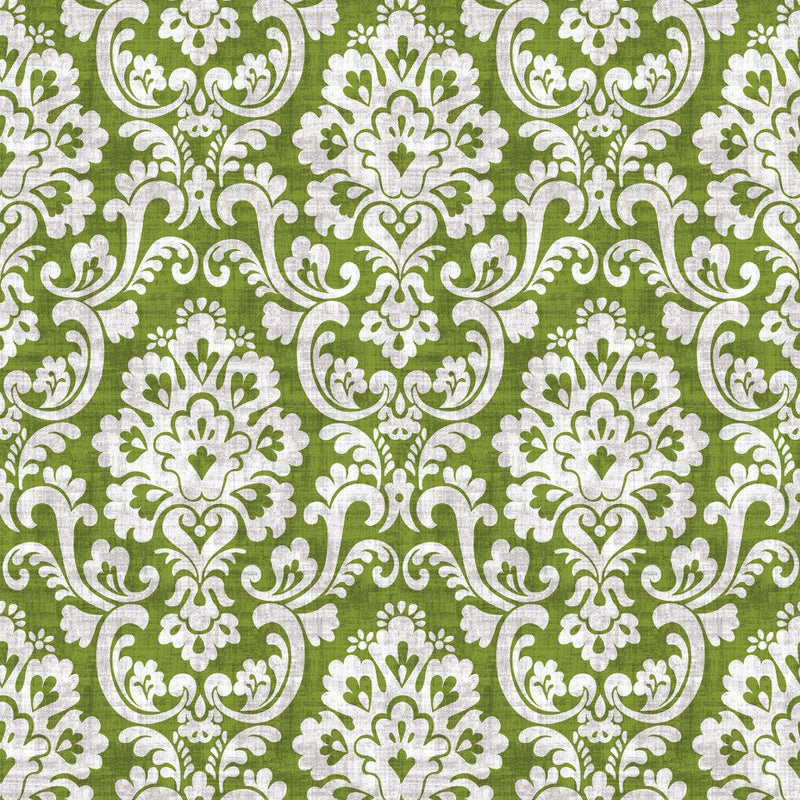 Frescato Damask Reversal - Wasabi - RM Coco - Fabric by the Yard