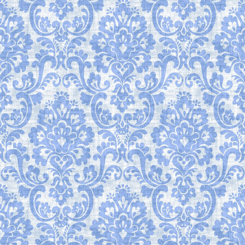 Frescato Damask - French Blue - RM Coco - Fabric by the Yard