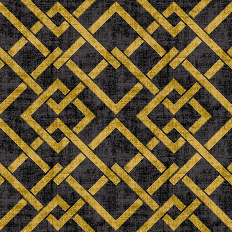 Frescato Trellis Reversal - Black Gold - RM Coco - Fabric by the Yard