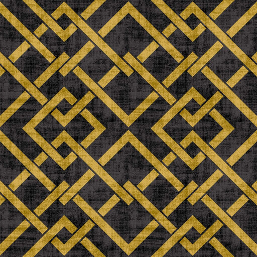 Frescato Trellis Reversal - Black Gold - RM Coco - Fabric by the Yard