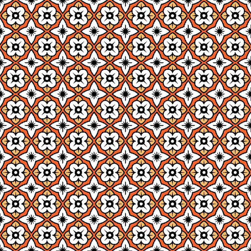Cool Cat Trellis - Orange Slice - RM Coco - Fabric by the Yard