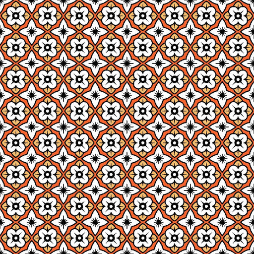 Cool Cat Trellis - Orange Slice - RM Coco - Fabric by the Yard