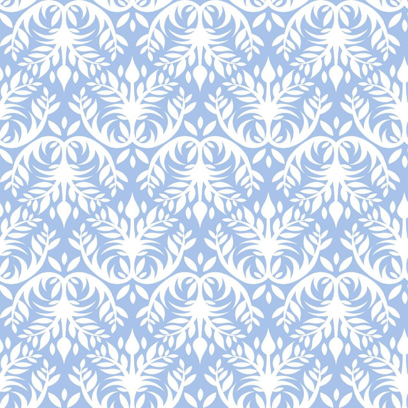 Double Dutch Damask Reversal - French Blue - RM Coco - Fabric by the Yard