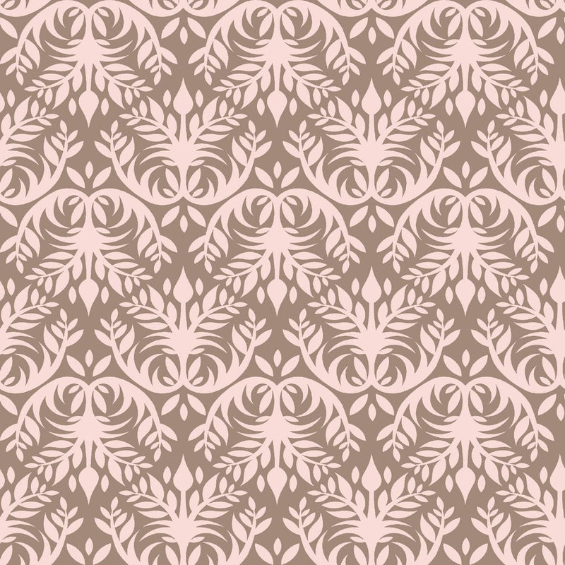 Double Dutch Damask Reversal - Chocolate Strawberry - RM Coco - Fabric by the Yard