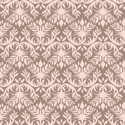 Double Dutch Damask Reversal - Chocolate Strawberry - RM Coco - Fabric by the Yard