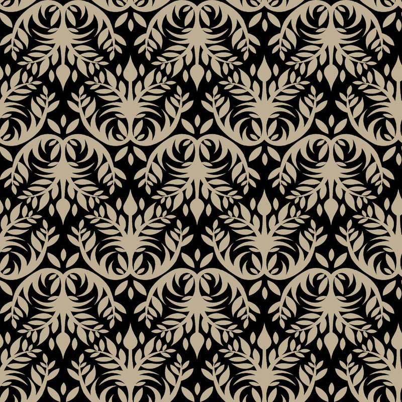 Double Dutch Damask Reversal - Black Walnut - RM Coco - Fabric by the Yard