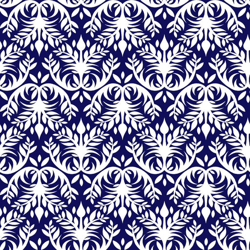 Double Dutch Damask Reversal - Indigo - RM Coco - Fabric by the Yard