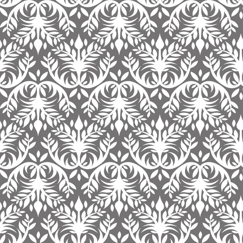 Double Dutch Damask Reversal - Pewter - RM Coco - Fabric by the Yard
