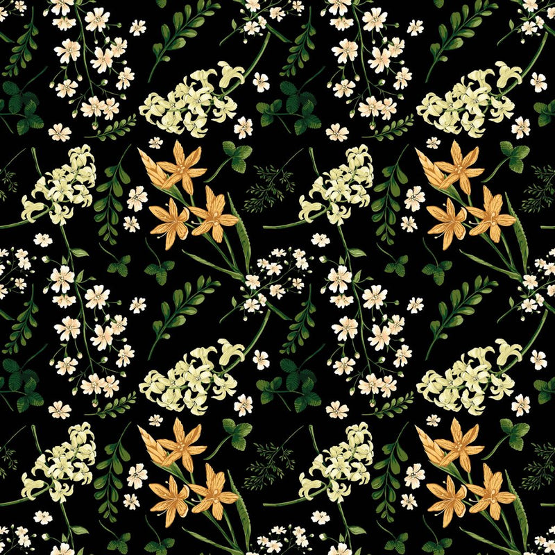 Wildflower Multi - Black Gold - RM Coco - Fabric by the Yard