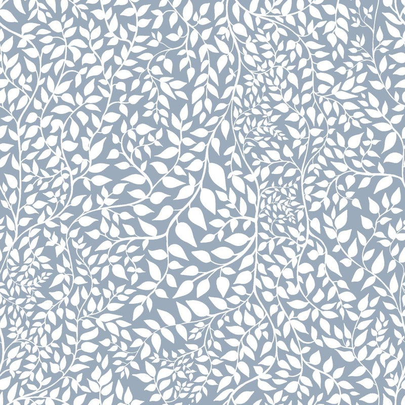 Leafy Reversal - Dusty Blue - RM Coco - Fabric by the Yard